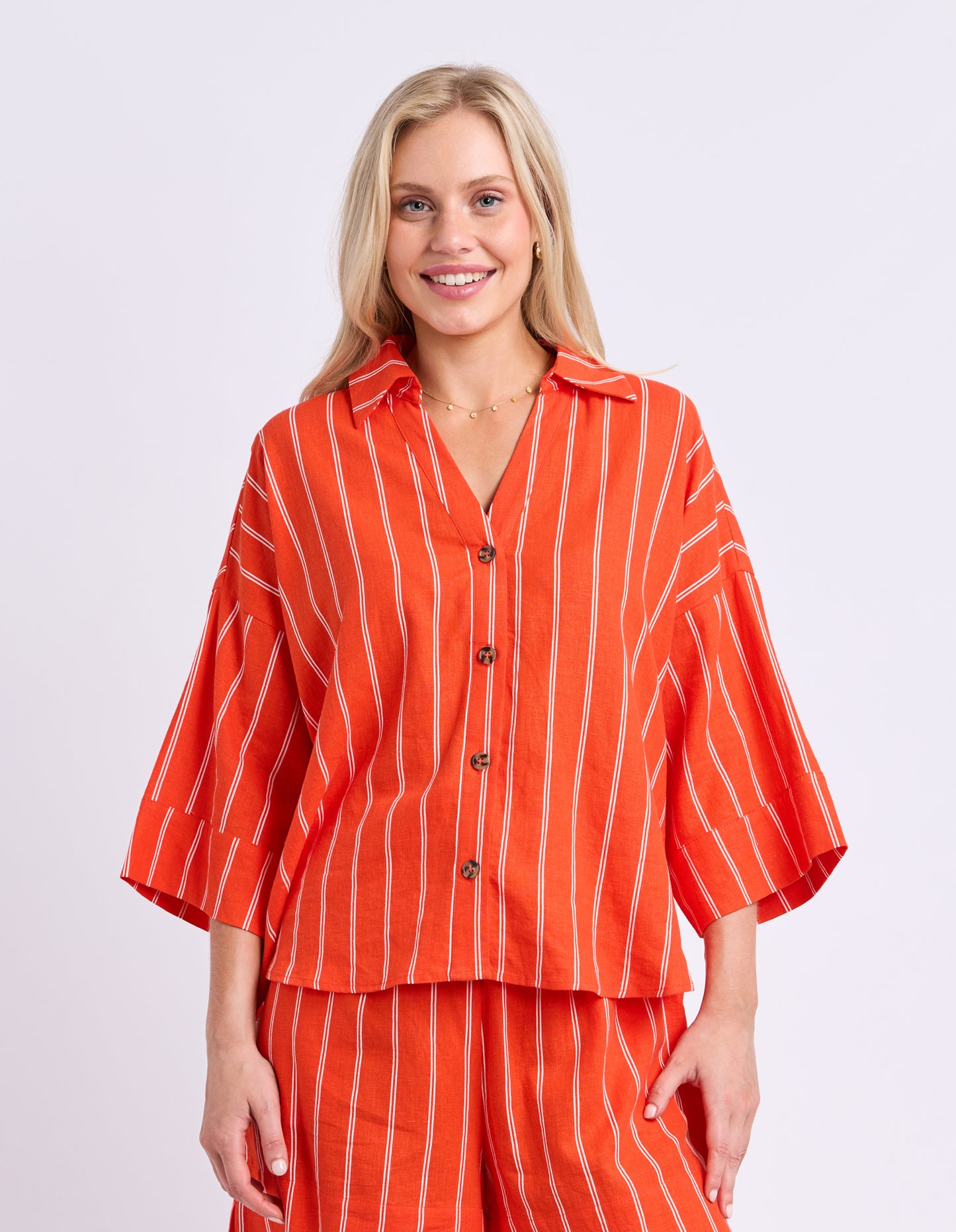 Bloom Shirt - Tangello Stripe