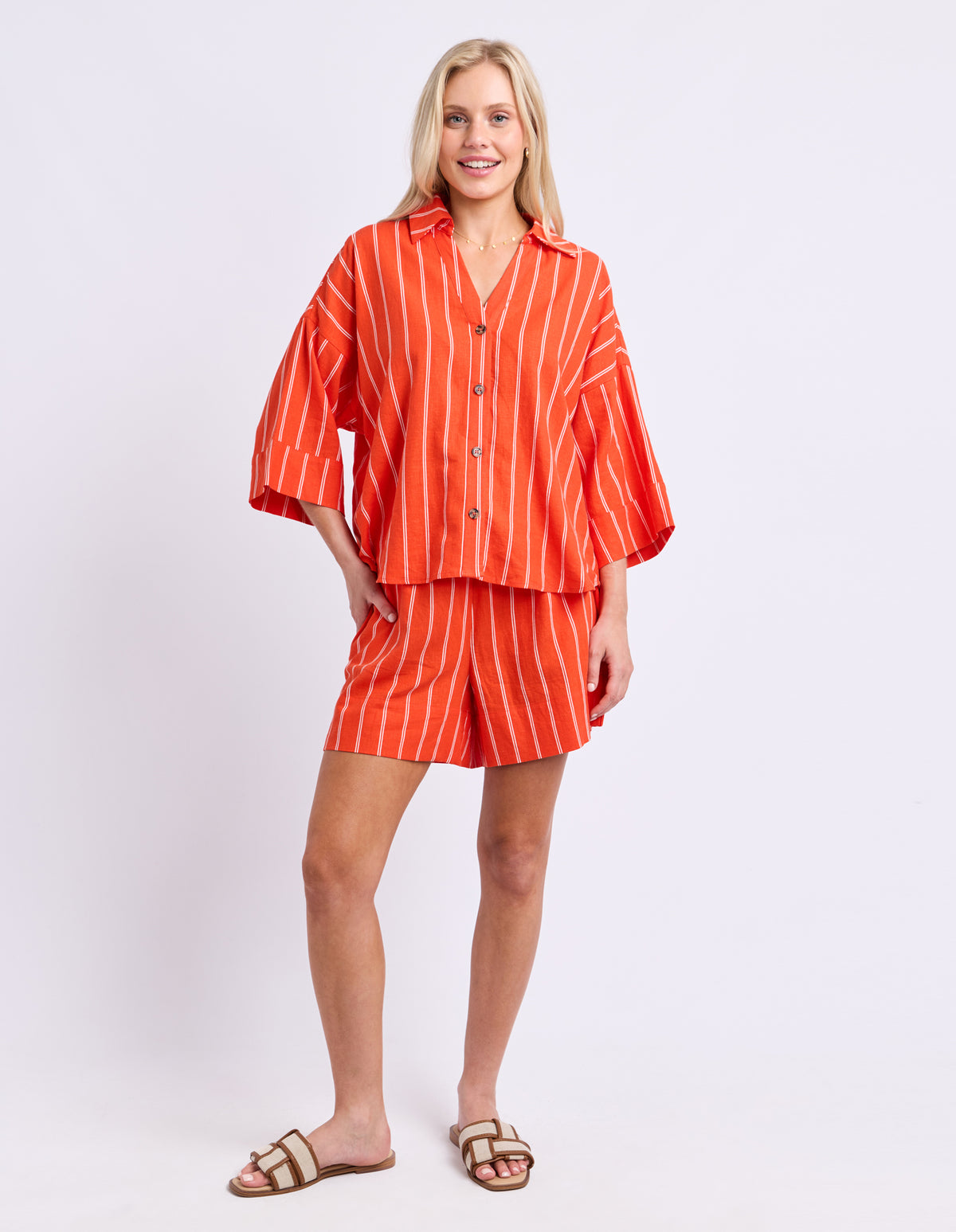 Bloom Shirt - Tangello Stripe