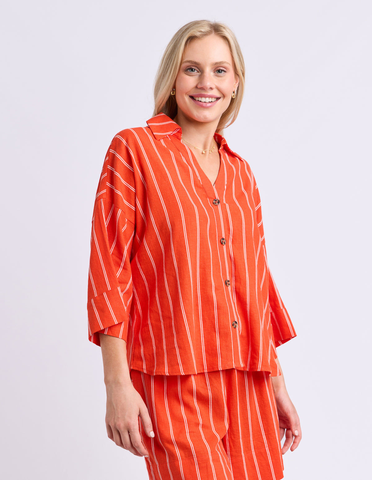 Bloom Shirt - Tangello Stripe