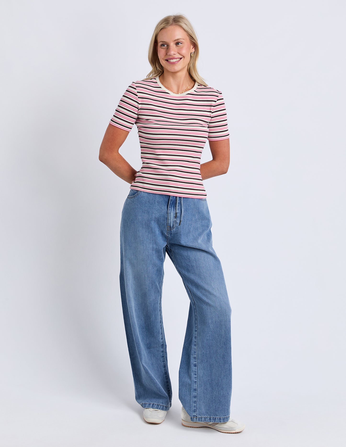 Chocberry tee - Choc & Pink Stripe