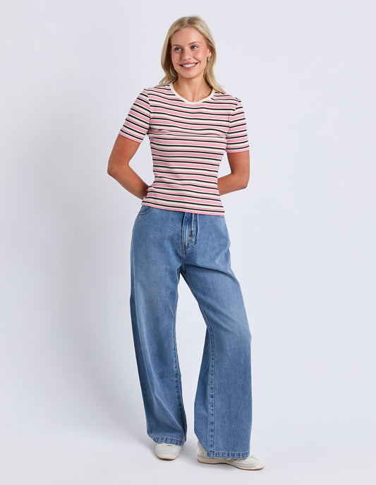 Chocberry tee - Choc & Pink Stripe