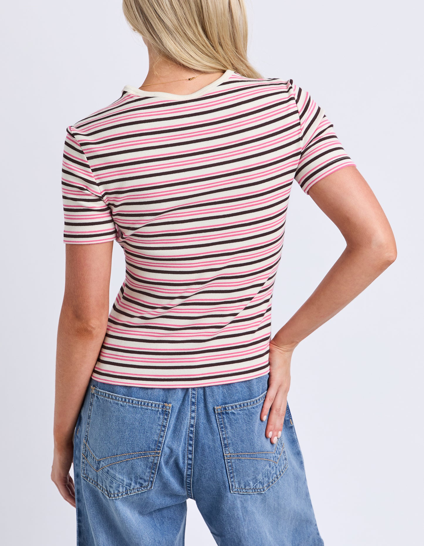 Chocberry tee - Choc & Pink Stripe