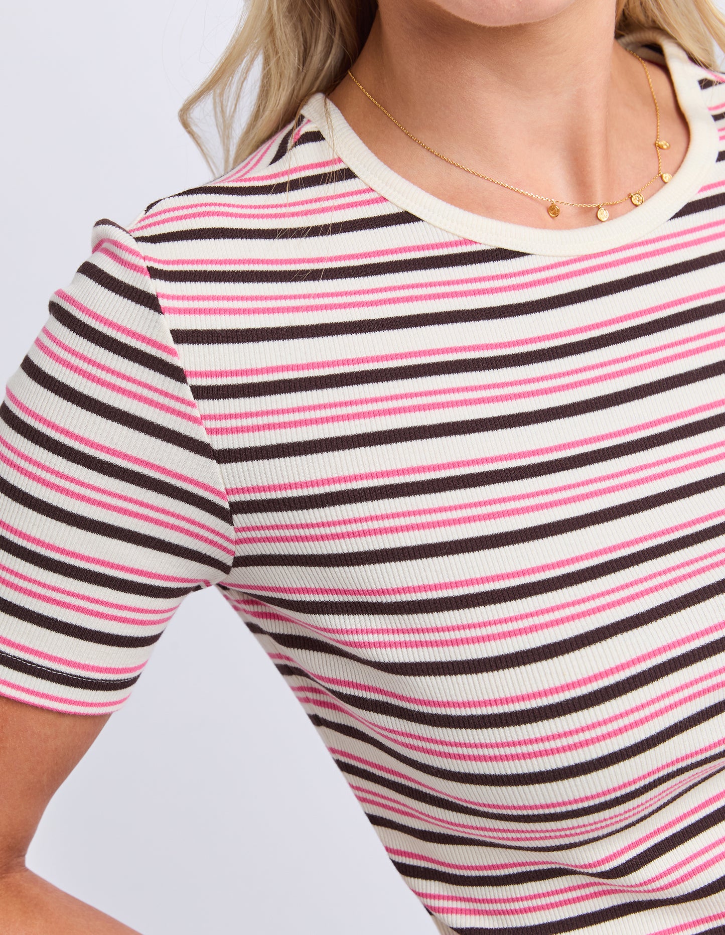 Chocberry tee - Choc & Pink Stripe