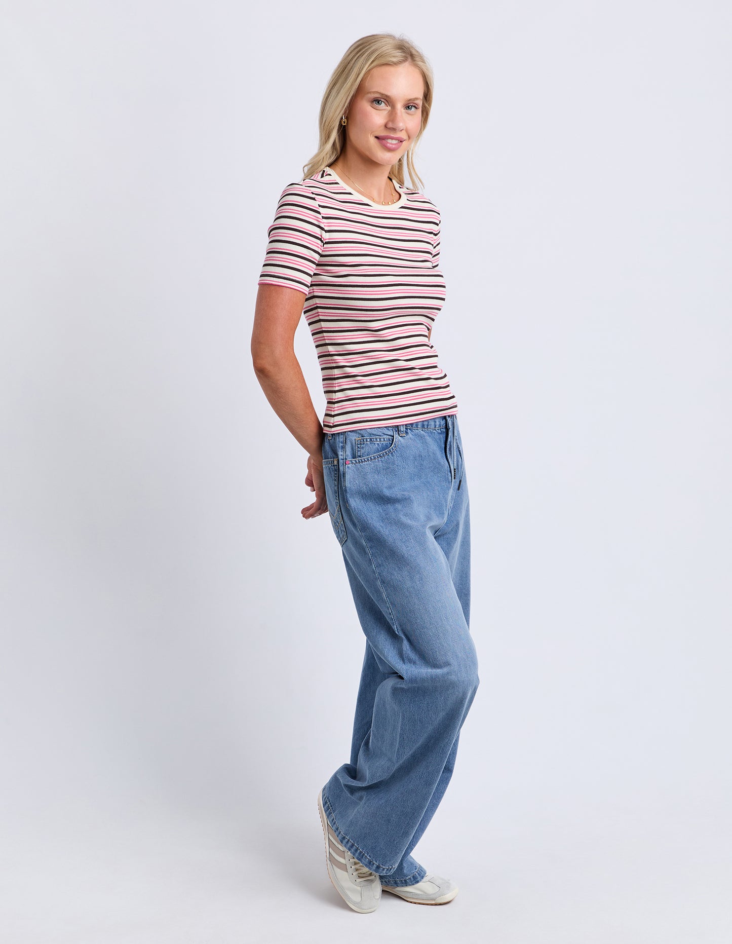 Chocberry tee - Choc & Pink Stripe