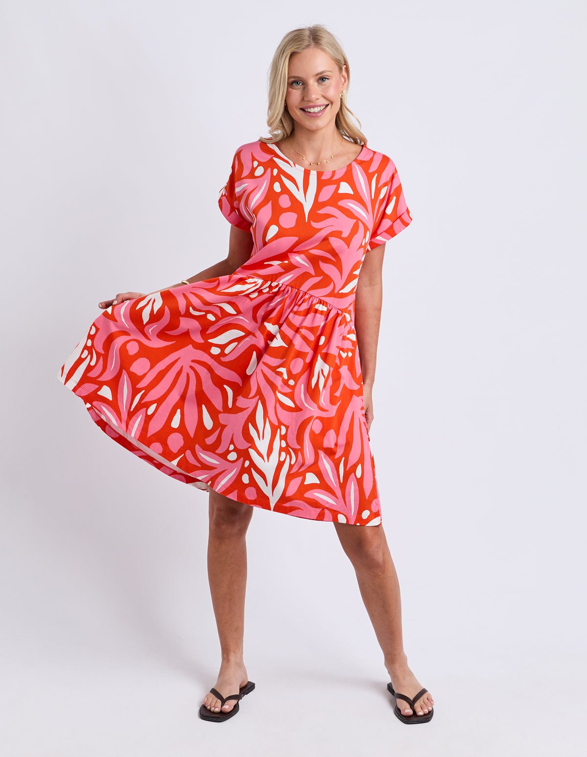 Oceana Dress - Tangello/Pink YD Print