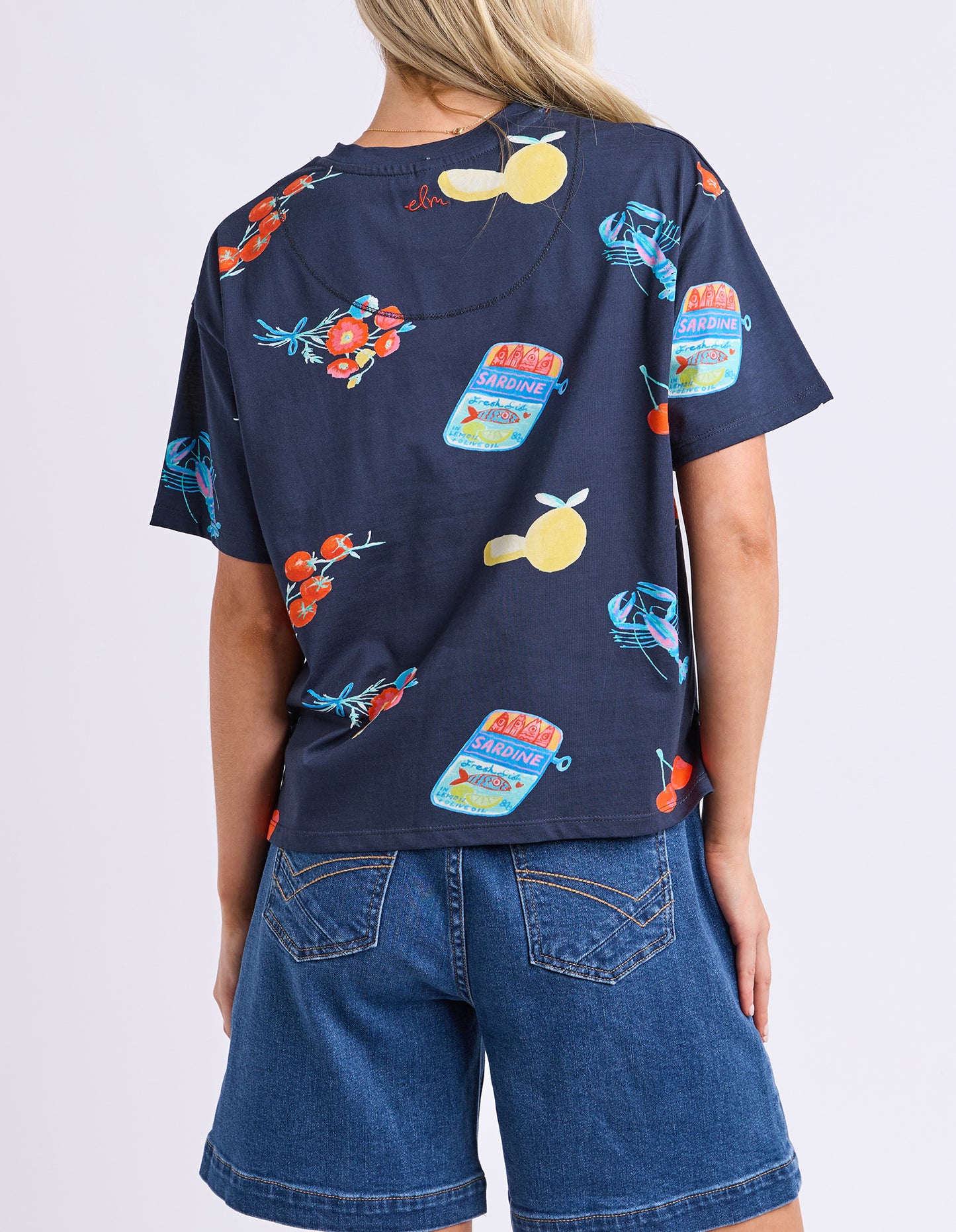 Market Tee - Navy Market Print