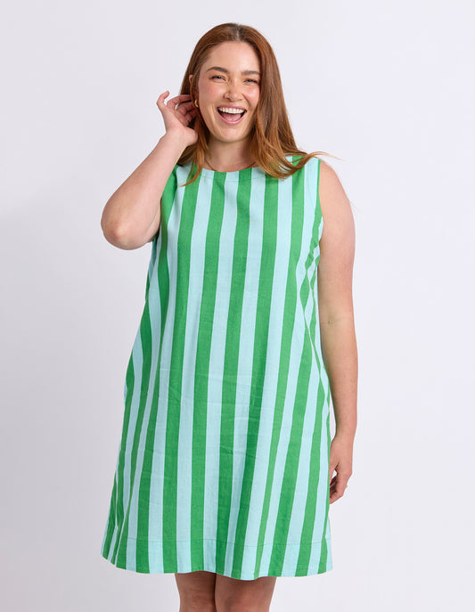 Palermo Dress - Greenbriar/Tblue Stripe