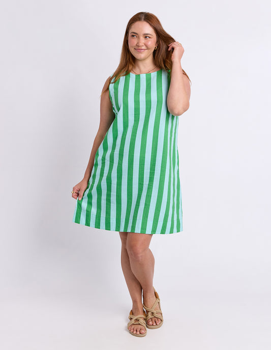Palermo Dress - Greenbriar/Tblue Stripe
