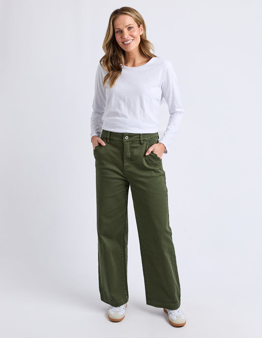 Scallop Edge Jeans - Basil