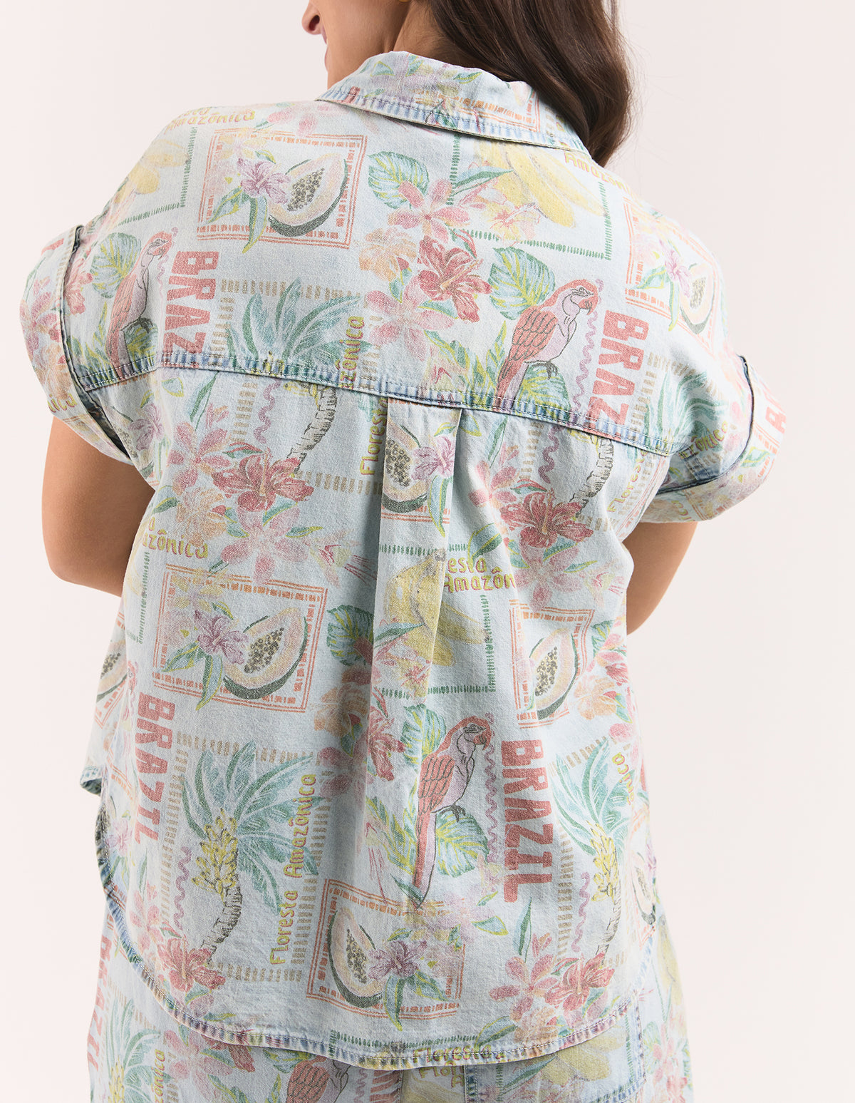 Jade Printed Denim Shirt - Print