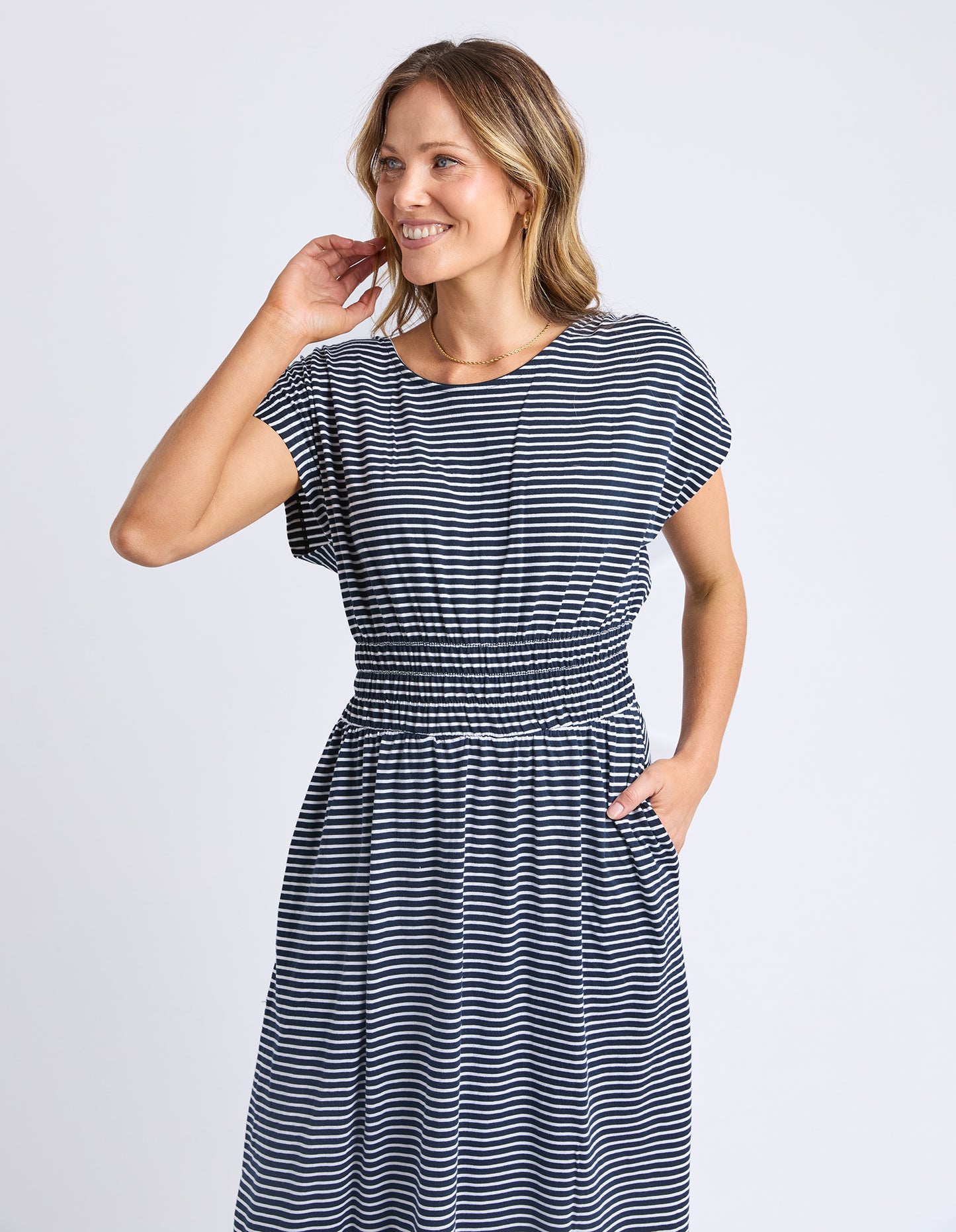 Nelle Dress - Navy Stripe