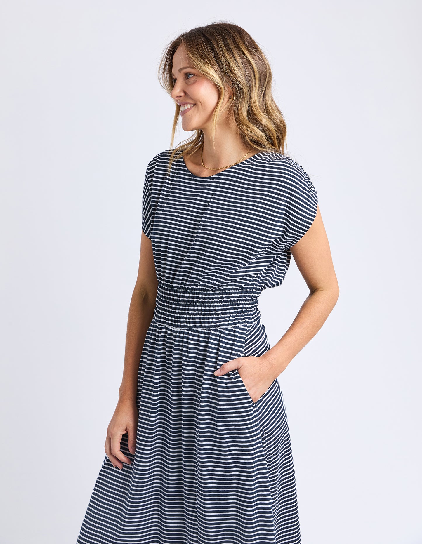 Nelle Dress - Navy Stripe