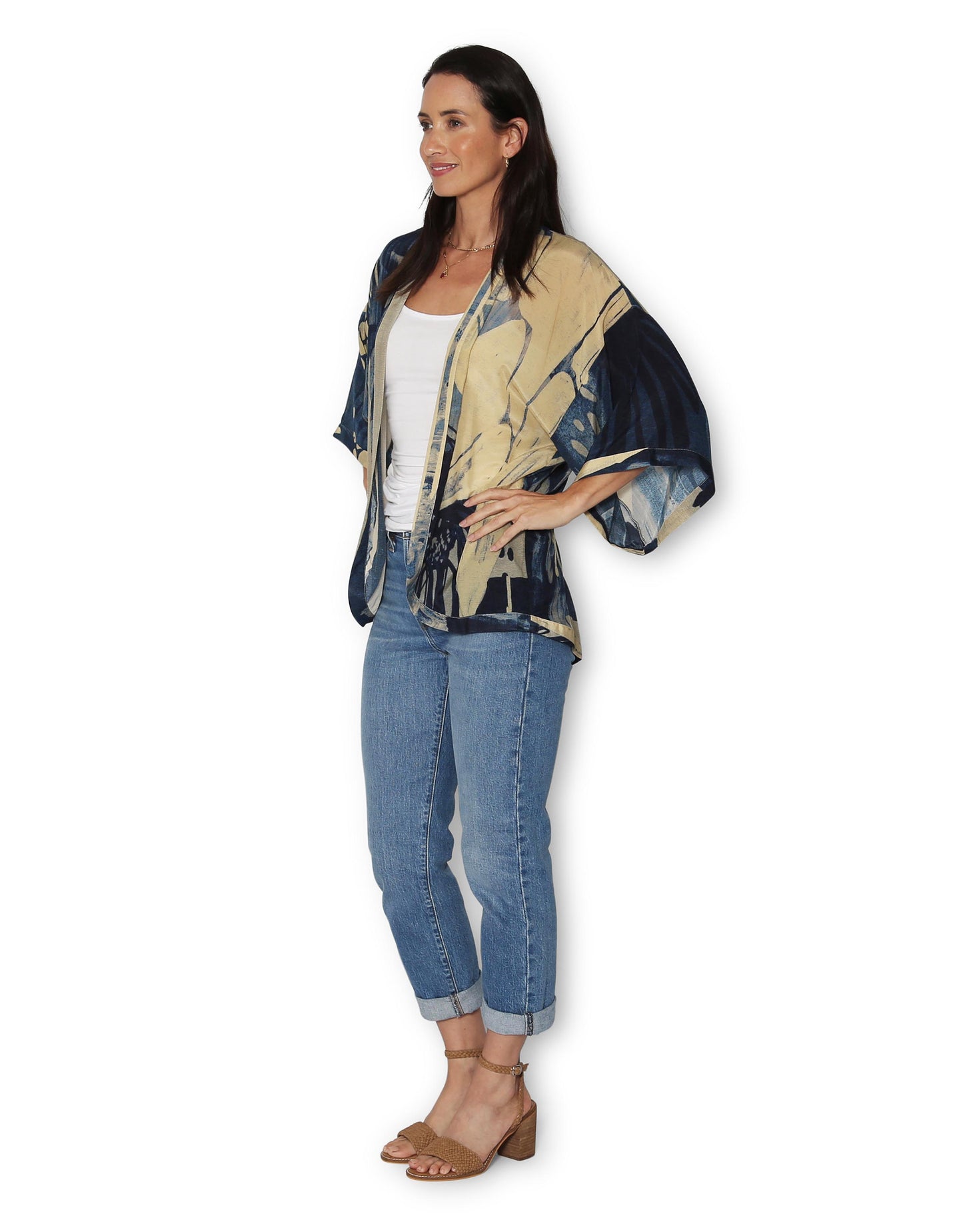 Short Silk Kimono - Evening In Portugal