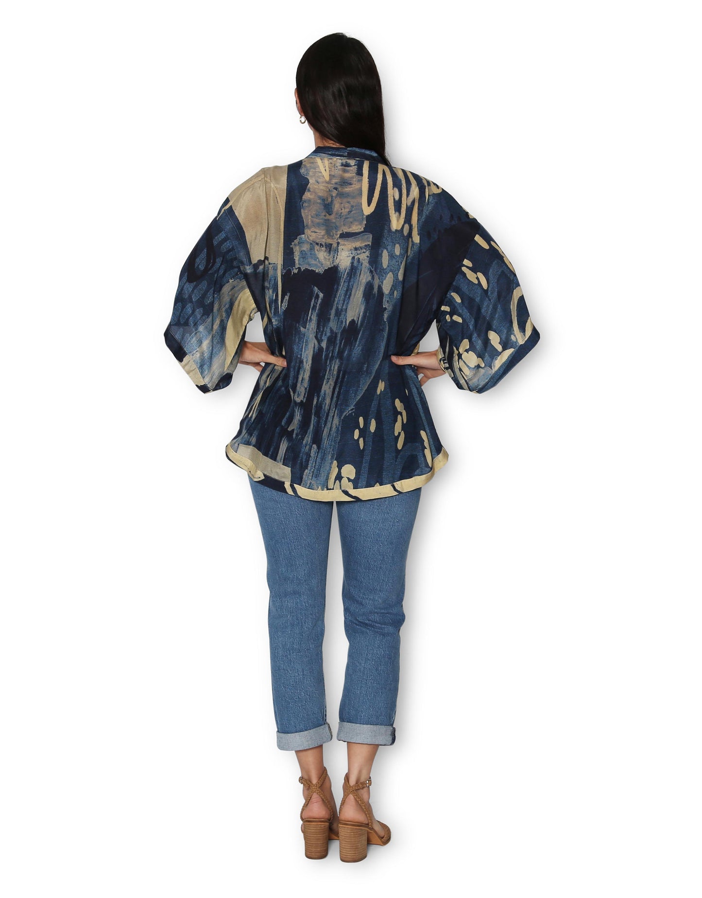 Short Silk Kimono - Evening In Portugal