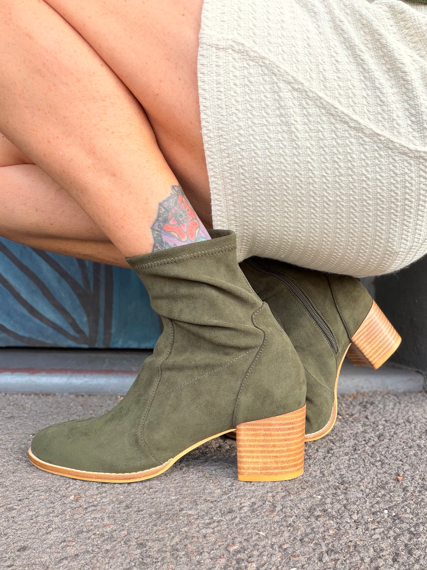 Matveys - Olive Stretch Suede