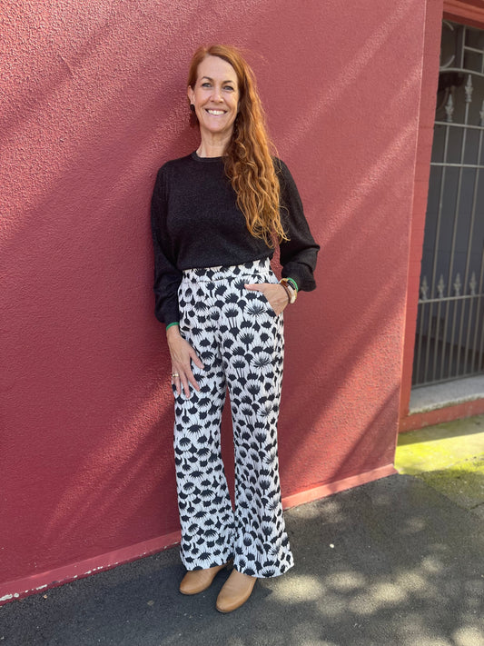 Fancy Like Wide Leg Pants - Black/White fan