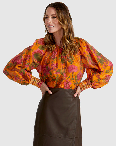 Panama Top - Orange Floral
