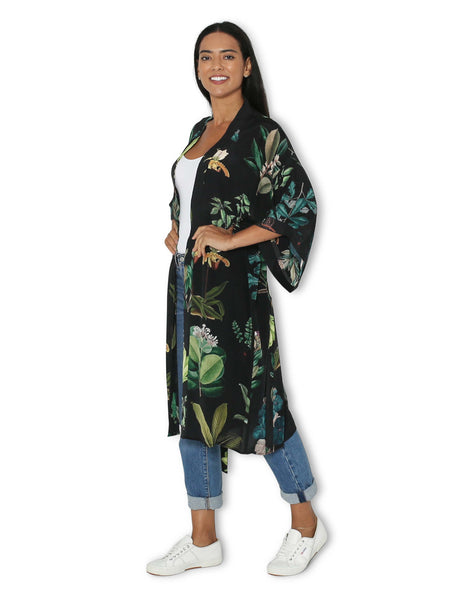 Longline Silk Kimono - Ancient Bounty