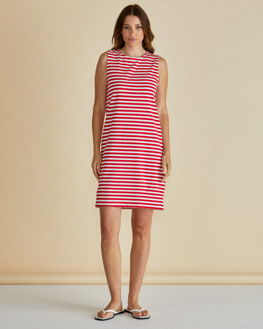 Tia Tank Dress - Red Stripe