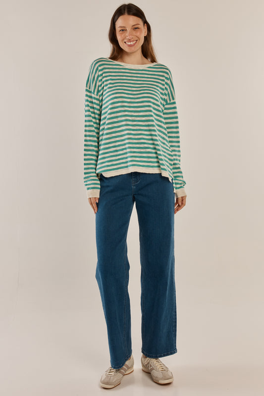Natasha Knit Top - Lime Stripe