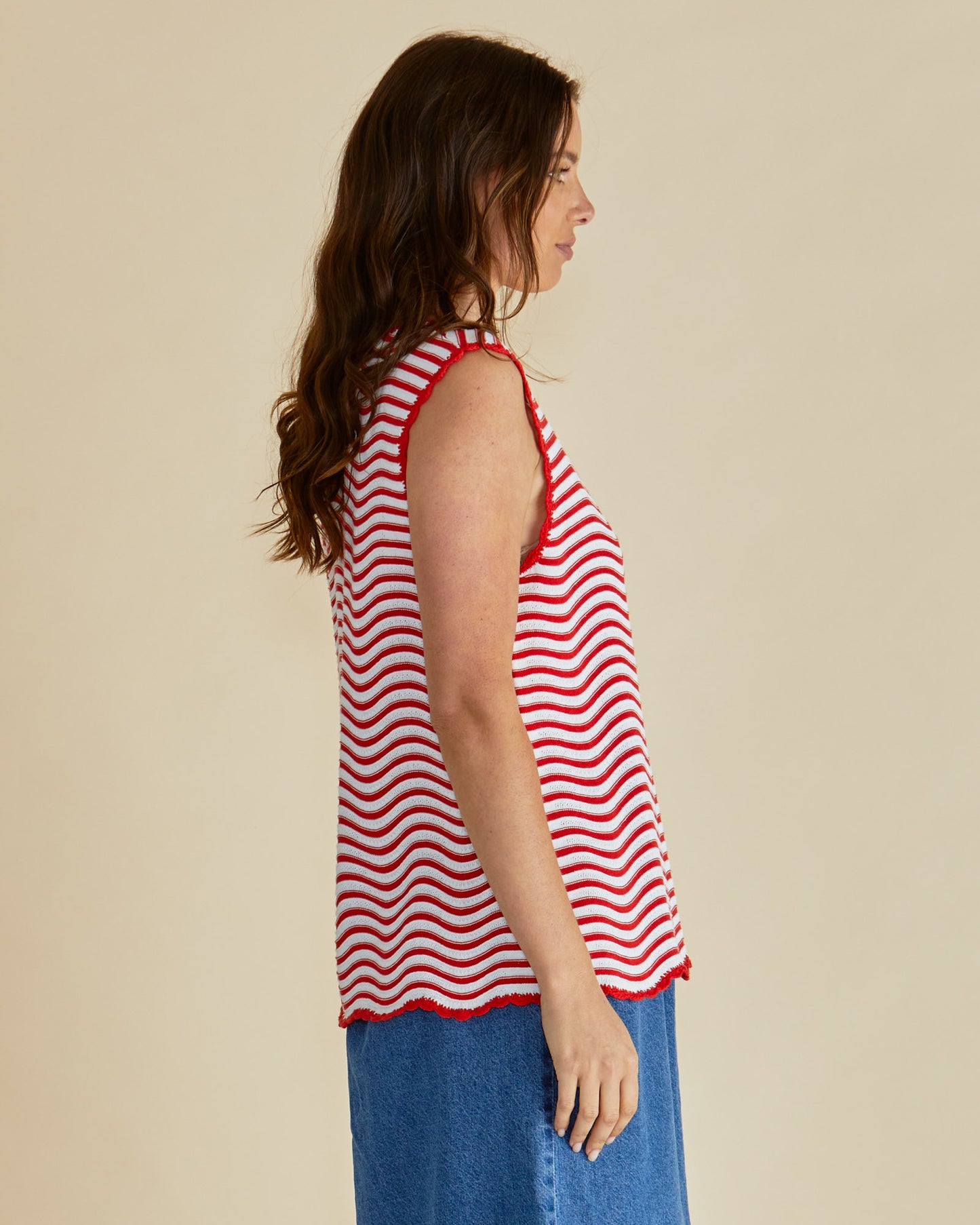 Aviva Tank - Red/White Stripe