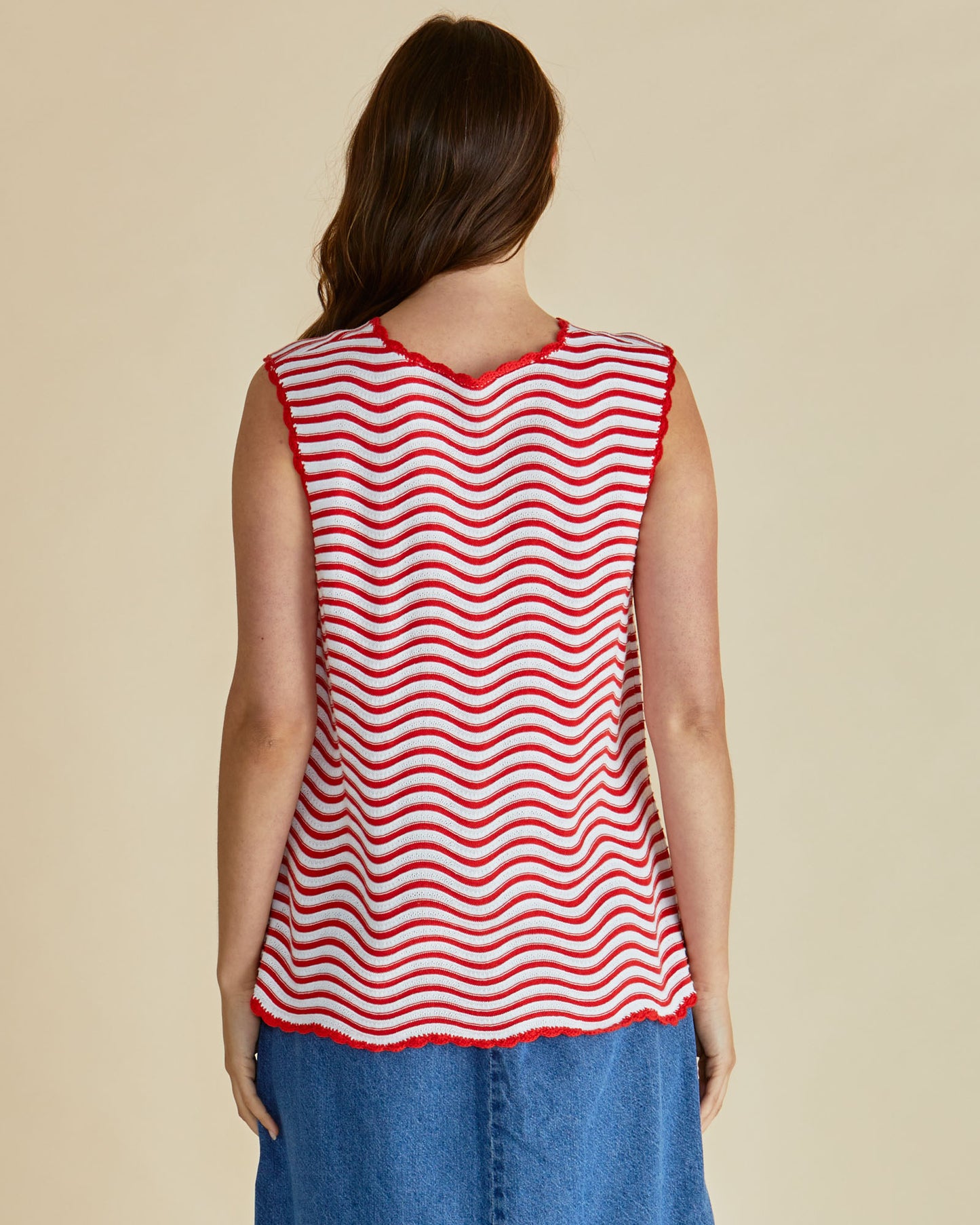 Aviva Tank - Red/White Stripe