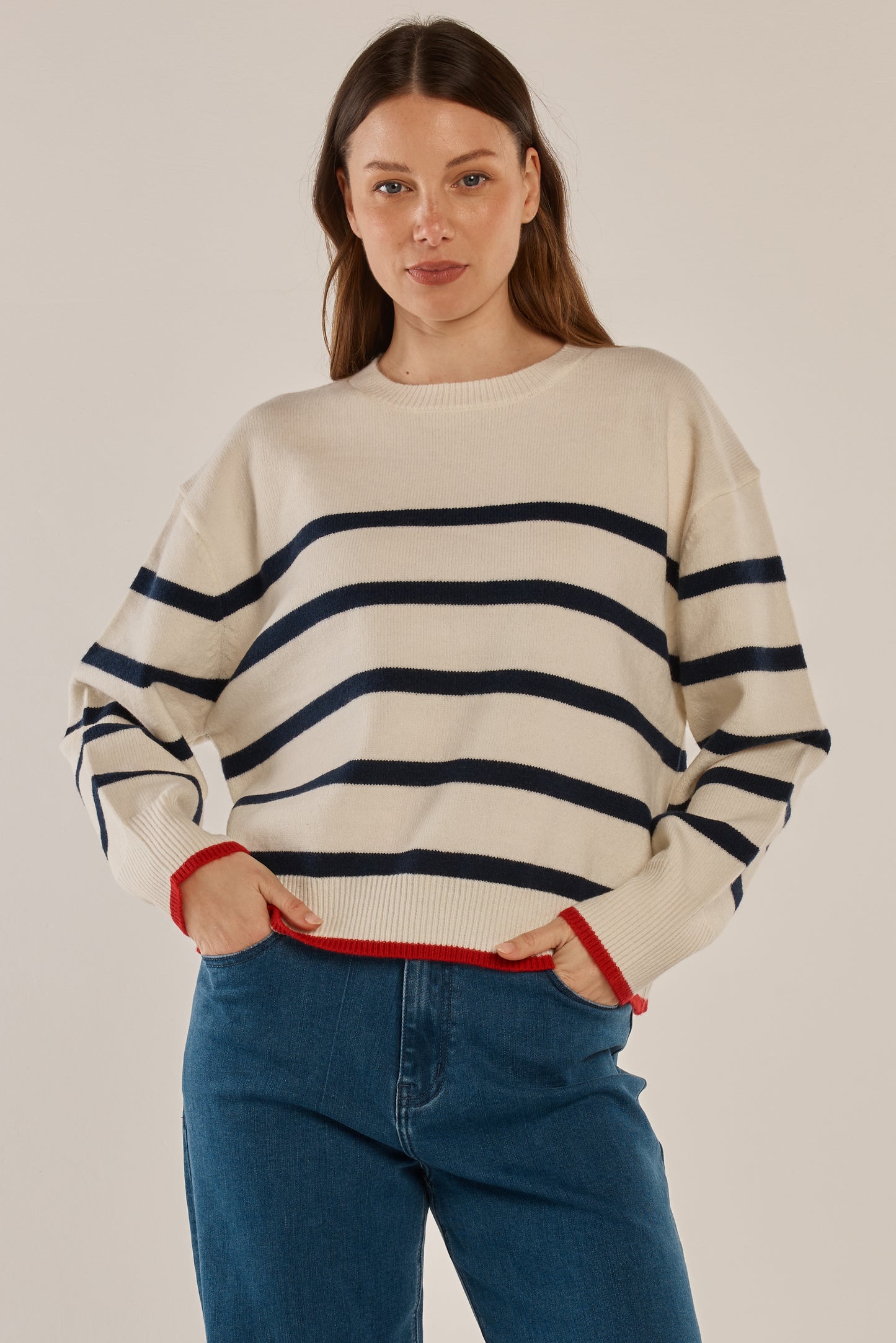 Leonie Knit Sweater - Navy Stripe
