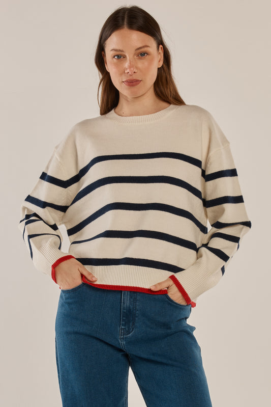 Leonie Knit Sweater - Navy Stripe