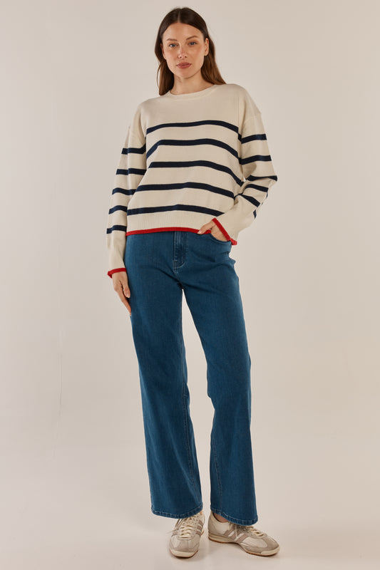 Leonie Knit Sweater - Navy Stripe