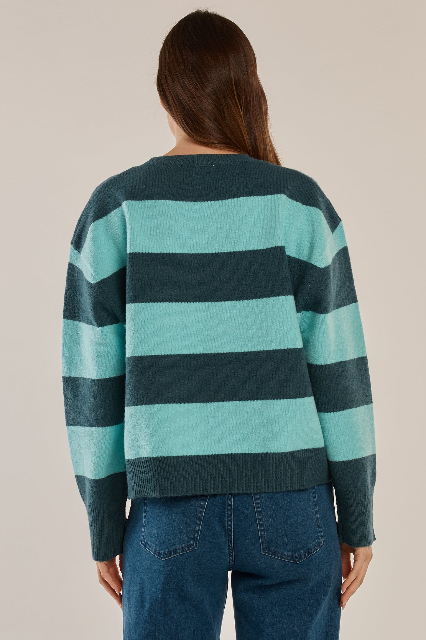 Leonie Knit Sweater - Teal Stripe