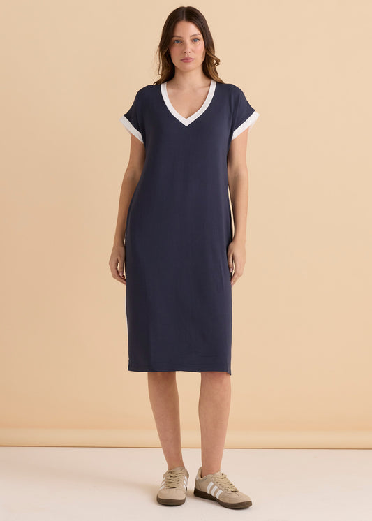Tula T-Shirt Dress - Petrol/White