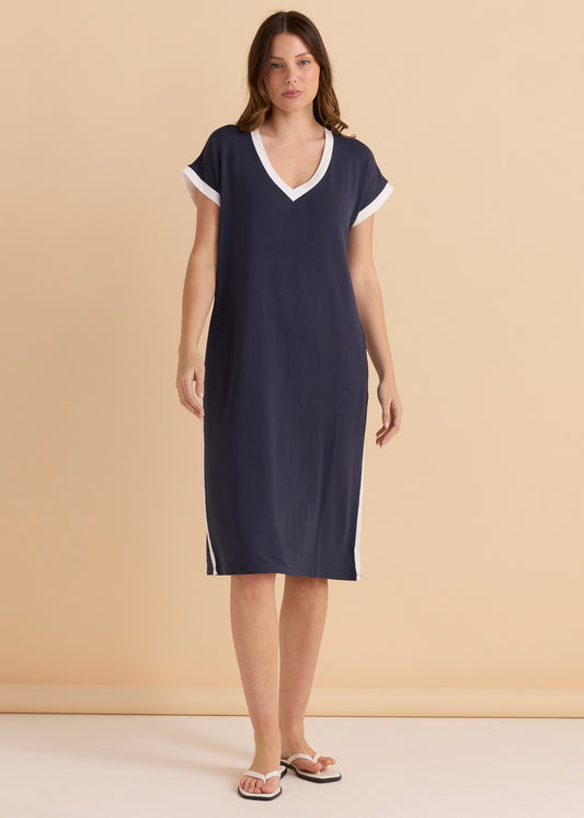 Tula T-Shirt Dress - Petrol/White