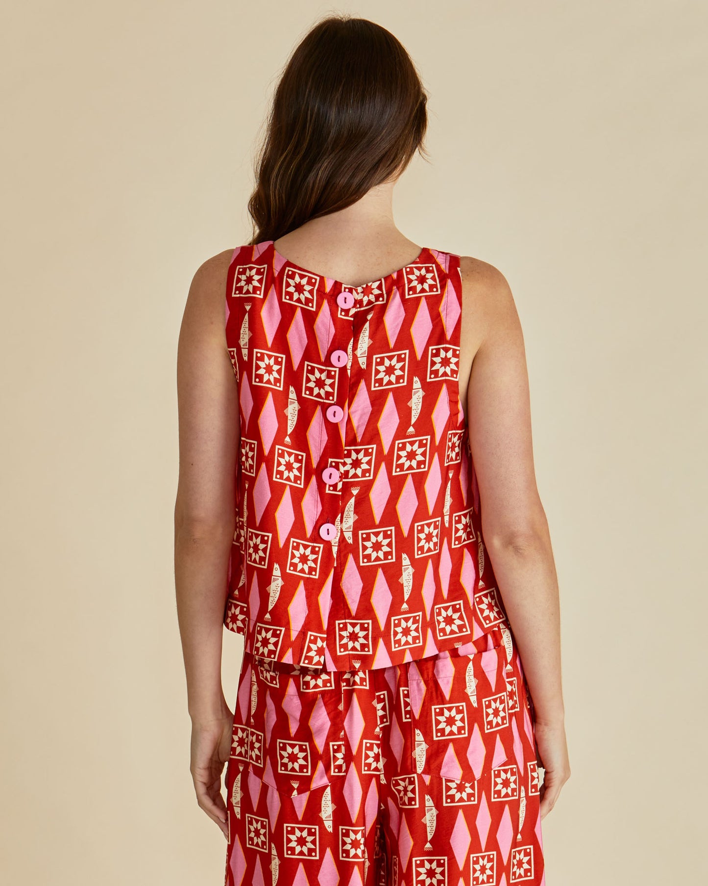 Copacabana Shell Top - Sardinia Geo print