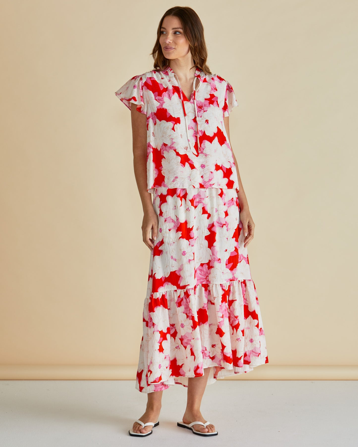 Lyra Blouse - Red Floral