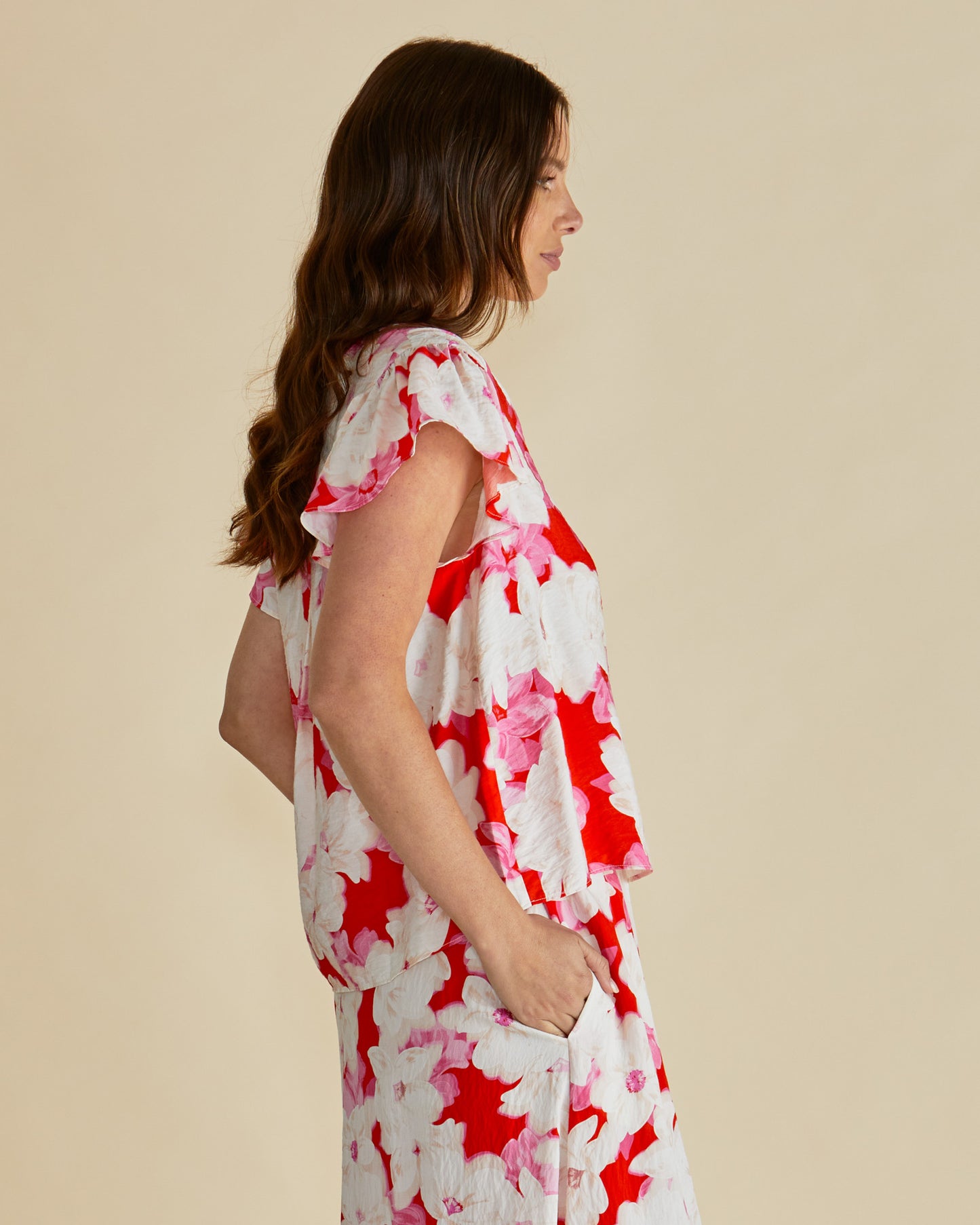 Lyra Blouse - Red Floral
