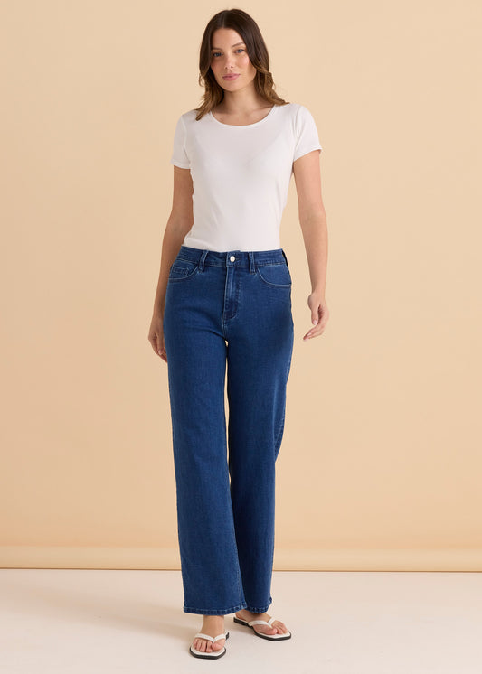 Straight Leg Jeans - Dusty Blue