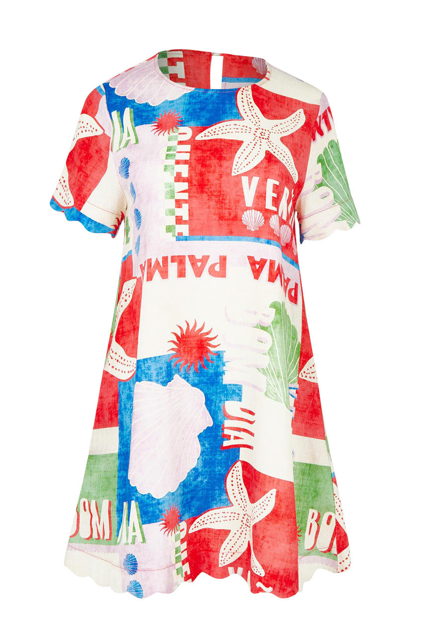Dawn Shift Dress - Seashell Print