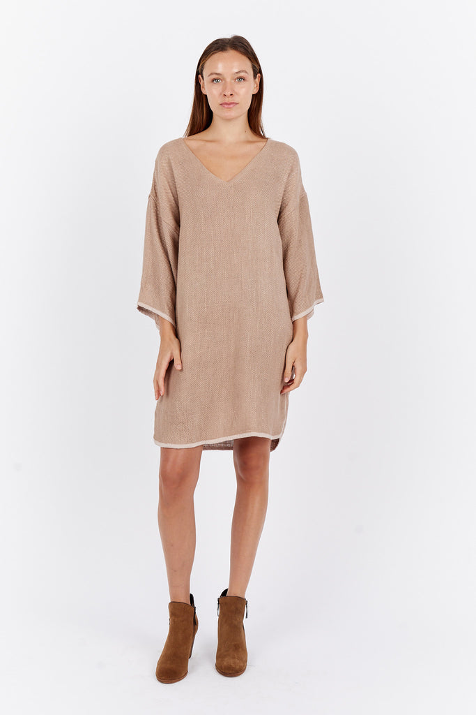 Estelle Hessian Dress - Mushroom