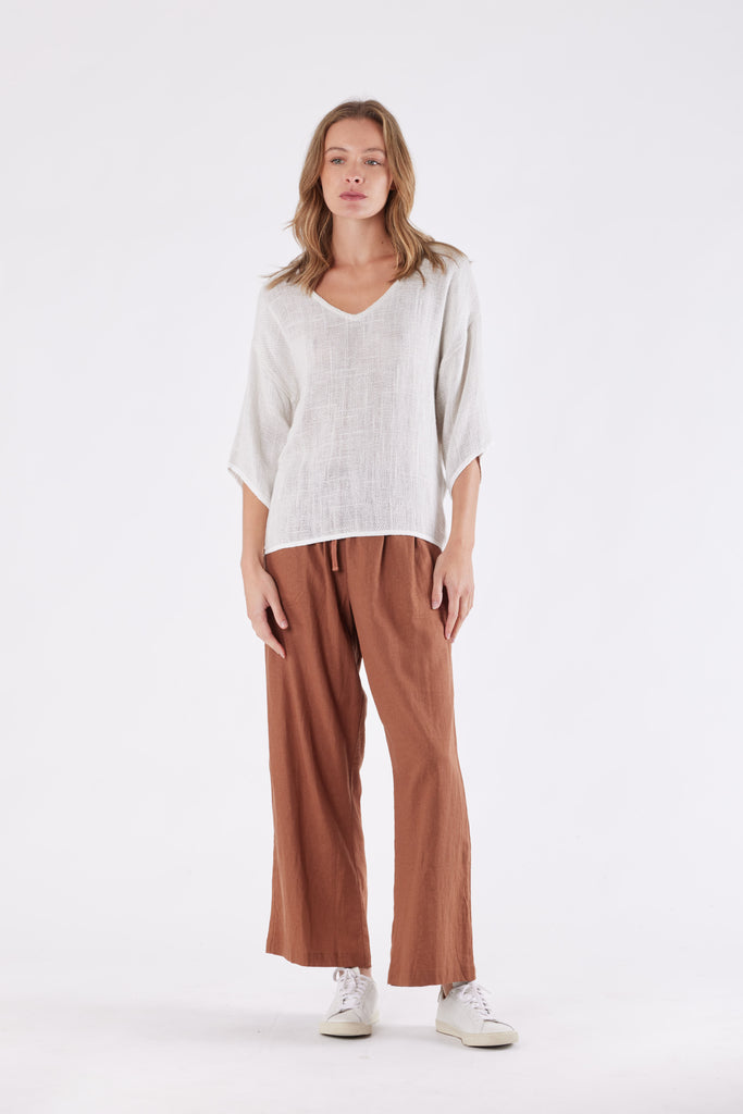 Estelle Hessian Top - Natural White