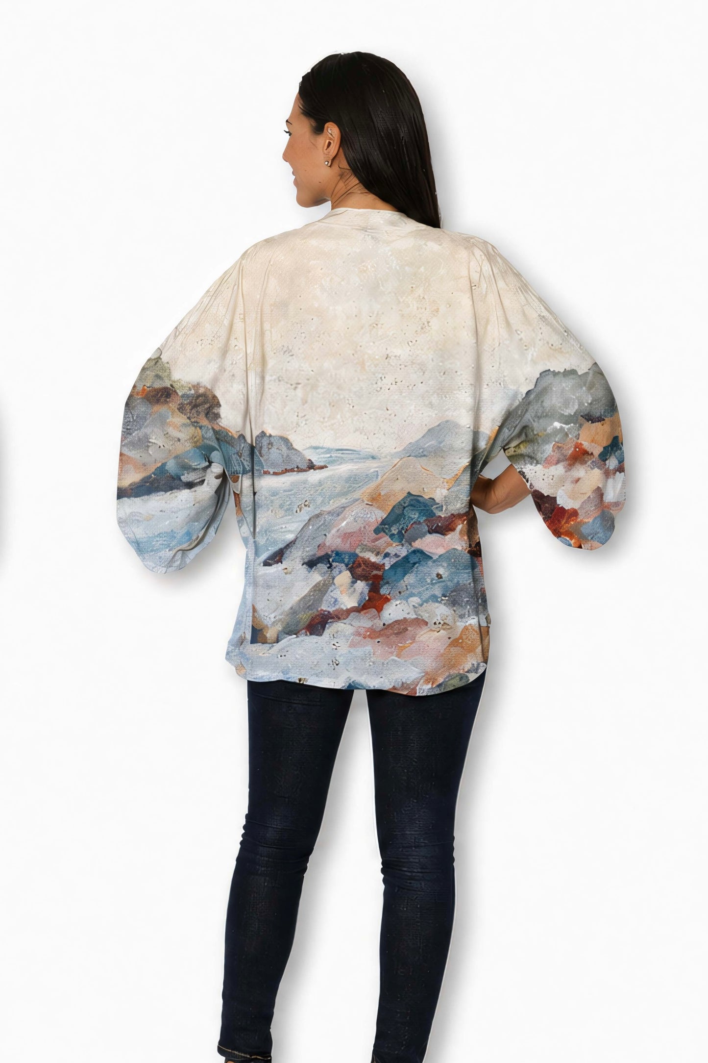Short Silk Kimono - Coastal Mist