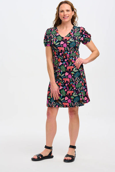 Annette V-Neck Jersey Dress - Tigers & Toucans