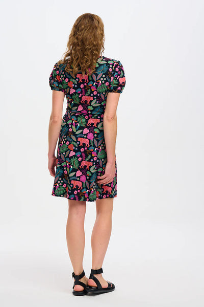 Annette V-Neck Jersey Dress - Tigers & Toucans