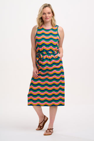 Rory Jersey Midi Dress - Rainbow Waves