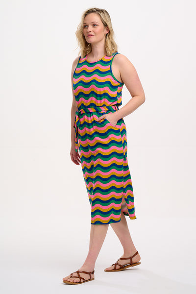 Rory Jersey Midi Dress - Rainbow Waves