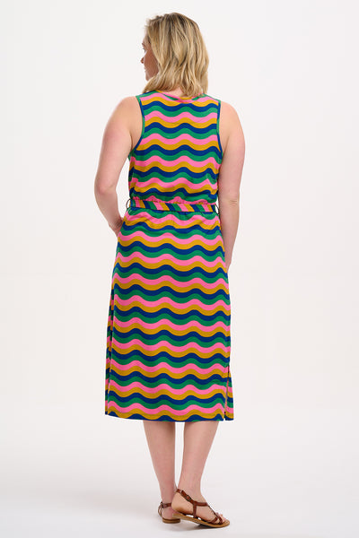 Rory Jersey Midi Dress - Rainbow Waves