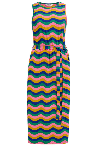 Rory Jersey Midi Dress - Rainbow Waves