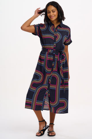Leigh Midi Shirt Dress - Retro Racer