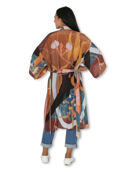 Longline Silk Kimono - Embracing Change in Nature