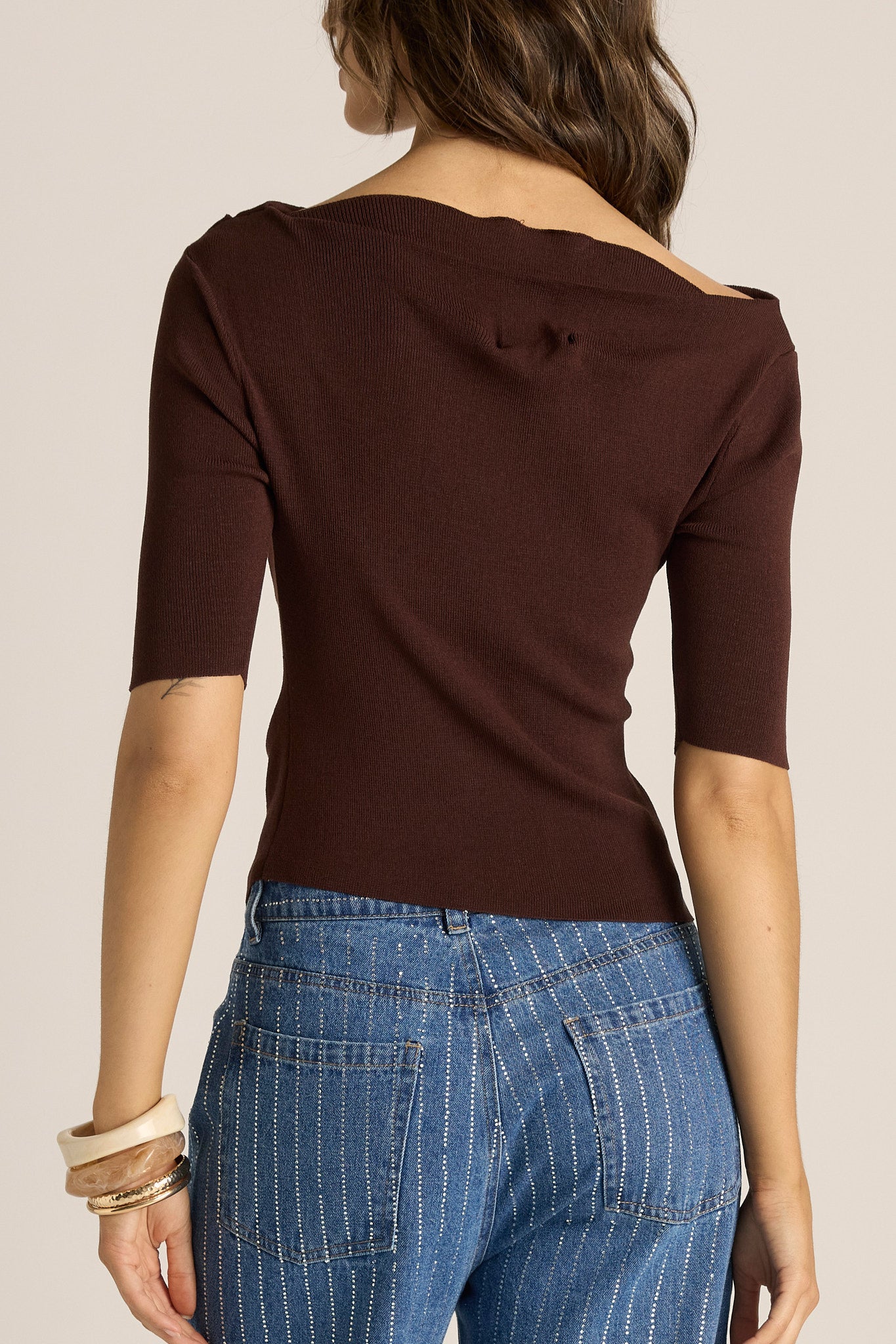 Estelle Drape Neck Top - Chocolate