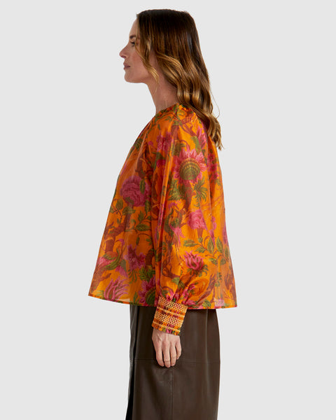 Panama Top - Orange Floral